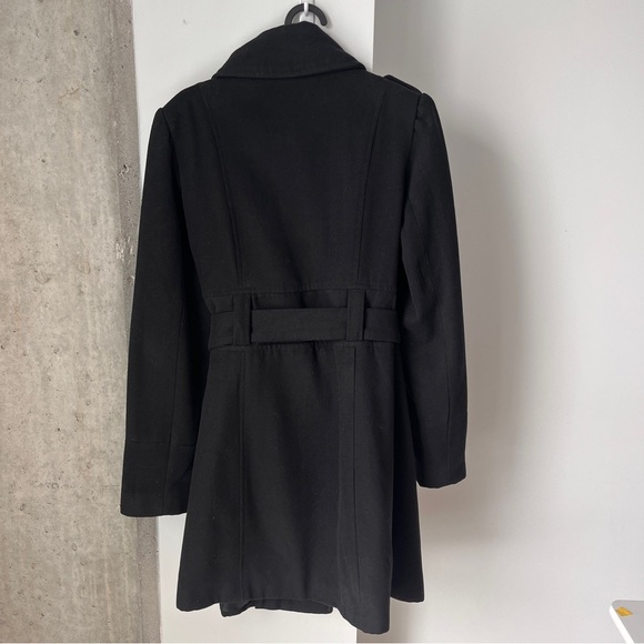 Suzy Shier Double-Breasted Women's Black Coat Wool Blend SizeS Utilitarian - Picture 4 of 8